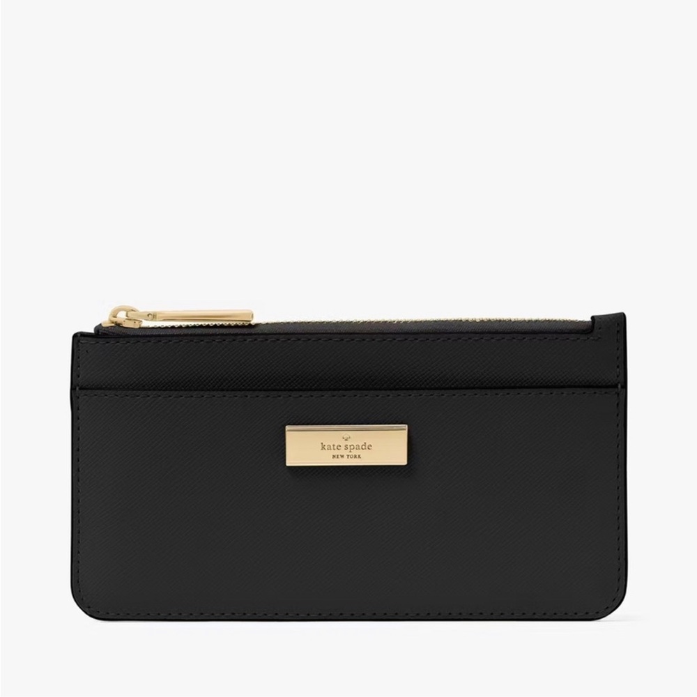 Kate Spade Kenzie Saffiano Large Slim Wallet Card Case Cardholder Black NWT - Picture 3 of 4
